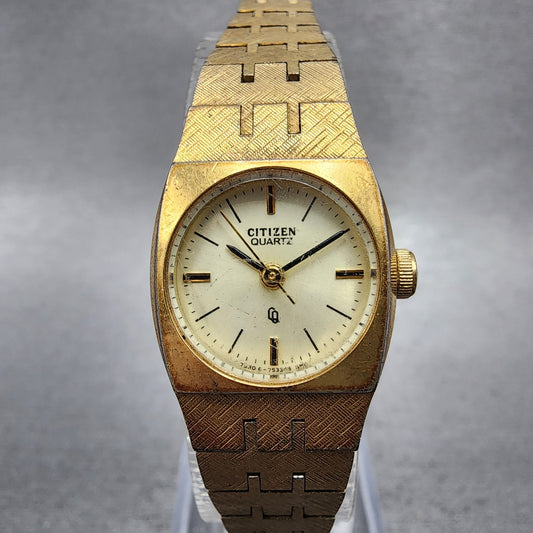 Citizen CQ Watch Women 18mm Champagne Dial Gold Tone 4752457 New Battery0