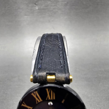 H stern Safira Watch Women 24mm Blue Dial 18K Gold Steel Round New Battery4