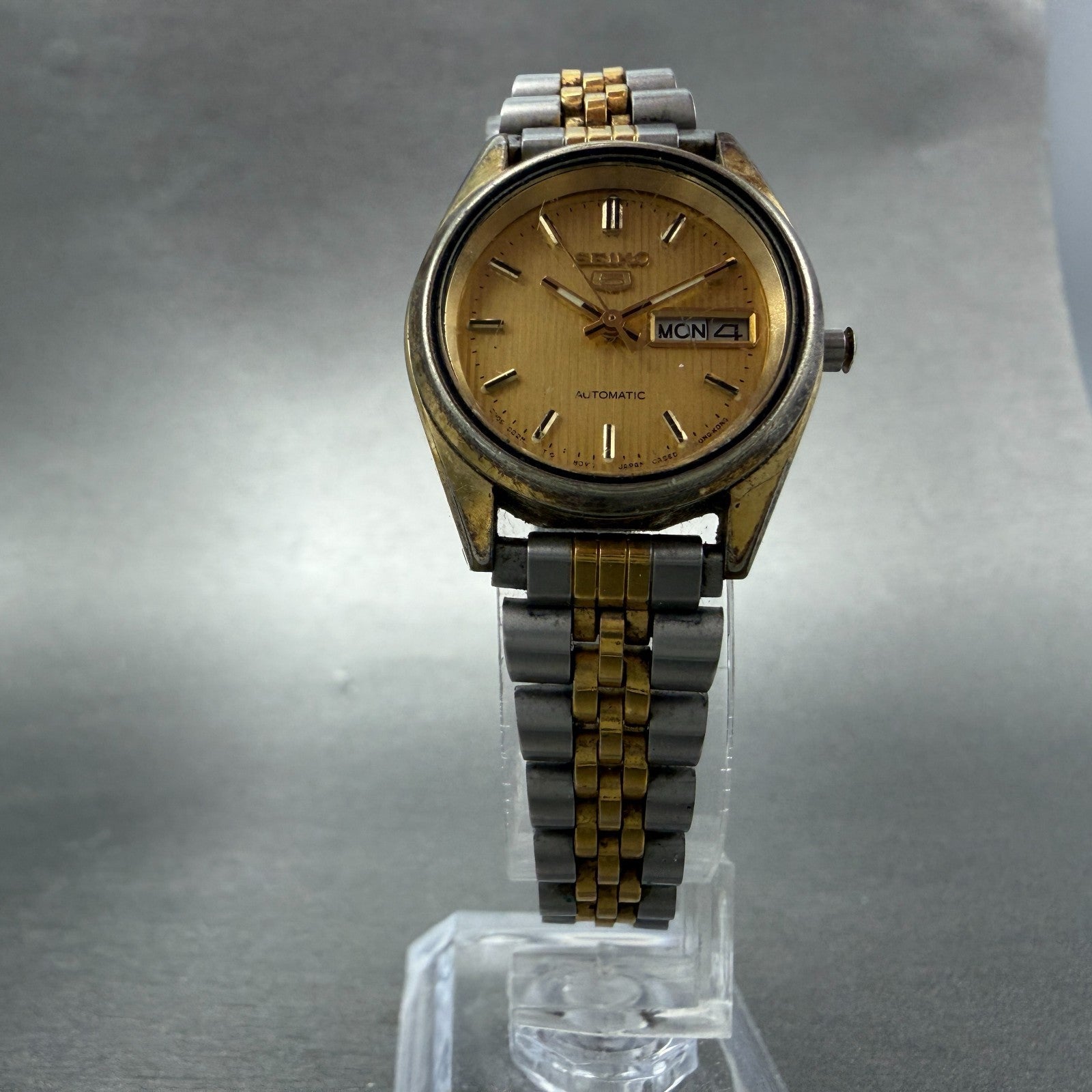 Seiko 5 Automatic Watch Women 24mm Champagne Dial TwoTone Daydate 2906-0610 PART6