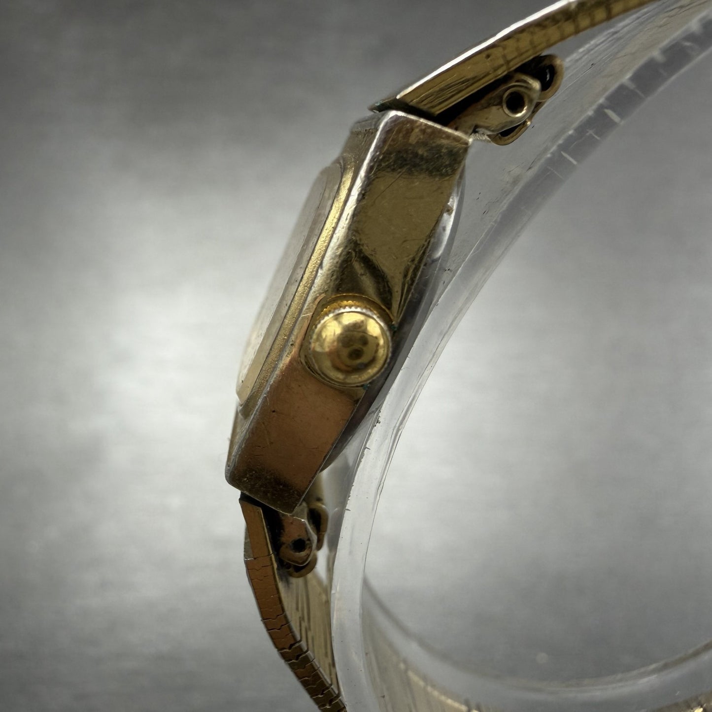 Seiko Watch Women 16mm Champagne Dial Gold Tone Hexagon 5420-5409 New Battery2