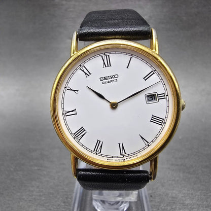 Seiko Watch Men 31mm White Dial Gold Tone Date READ!!!!!!! 5Y39-7010 New Battery0