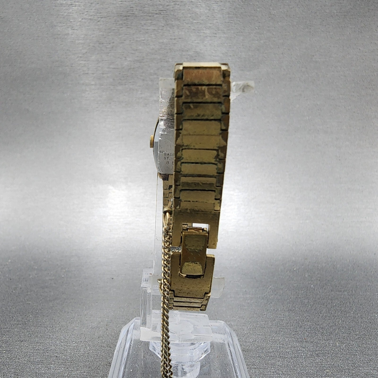 Seiko Watch Women 16mm Gold Dial Gold Tone Rectangle 165009 New Battery7
