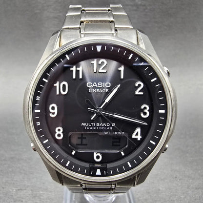 Casio Lineage Watch Men 40mm Black Dial Titanium Analog Digital Solar Runs JDm0