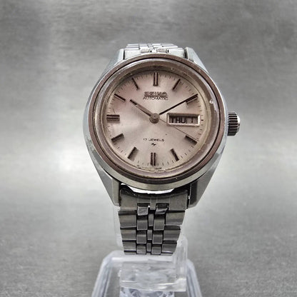 Seiko Automatic Watch Women 27mm Silver Dial Silver Tone Daydate 2206-0470 PARTS6