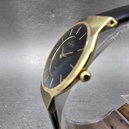 Skagen Watch Women 28mm Black Dial Gold Tone Round 233SGLB New Battery2