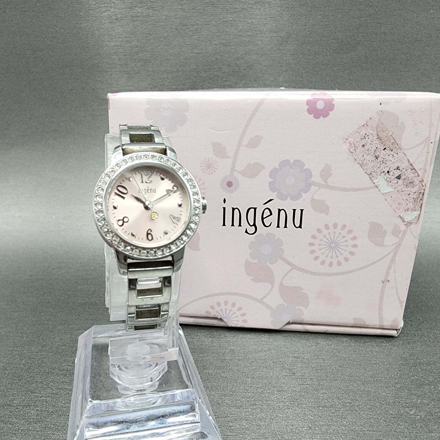 Seiko ALBA Ingenu Watch Women 22mm Pink Dial Silver Tone Crystal Bezel New Batt0