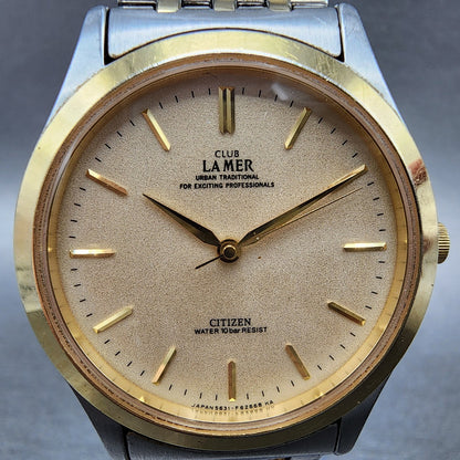 Citizen Club Lamer Watch Men 34mm Cream Dial Two Tone Round 5631F61907 New Batt1
