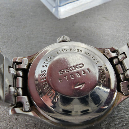 Seiko Chorus Watch Women 25mm Silver Dial Silver Tone Date Manual 2118-0200 Runs