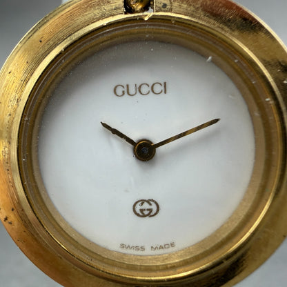 Gucci 1100L Watch Women 26mm White Dial Gold Plated Round Bezel VTGPARTS2
