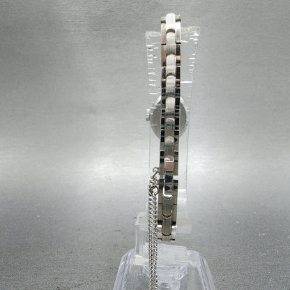 Seiko Solar Watch Women 15mm White Dial White Gold Plated Manual Wind Runs VTG7