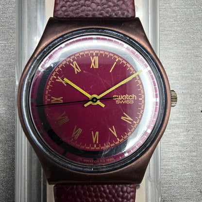 Swatch Bookey's Bet Watch Men 34mm Red Dial Red Tone Round GX118 New Battery VTG1