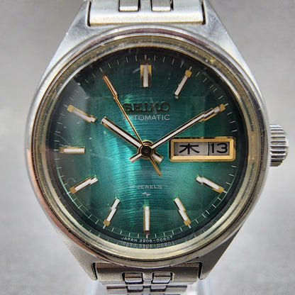 Seiko Automatic Watch Women 25mm Green Dial Silver Tone Daydate 22060510 Runs1