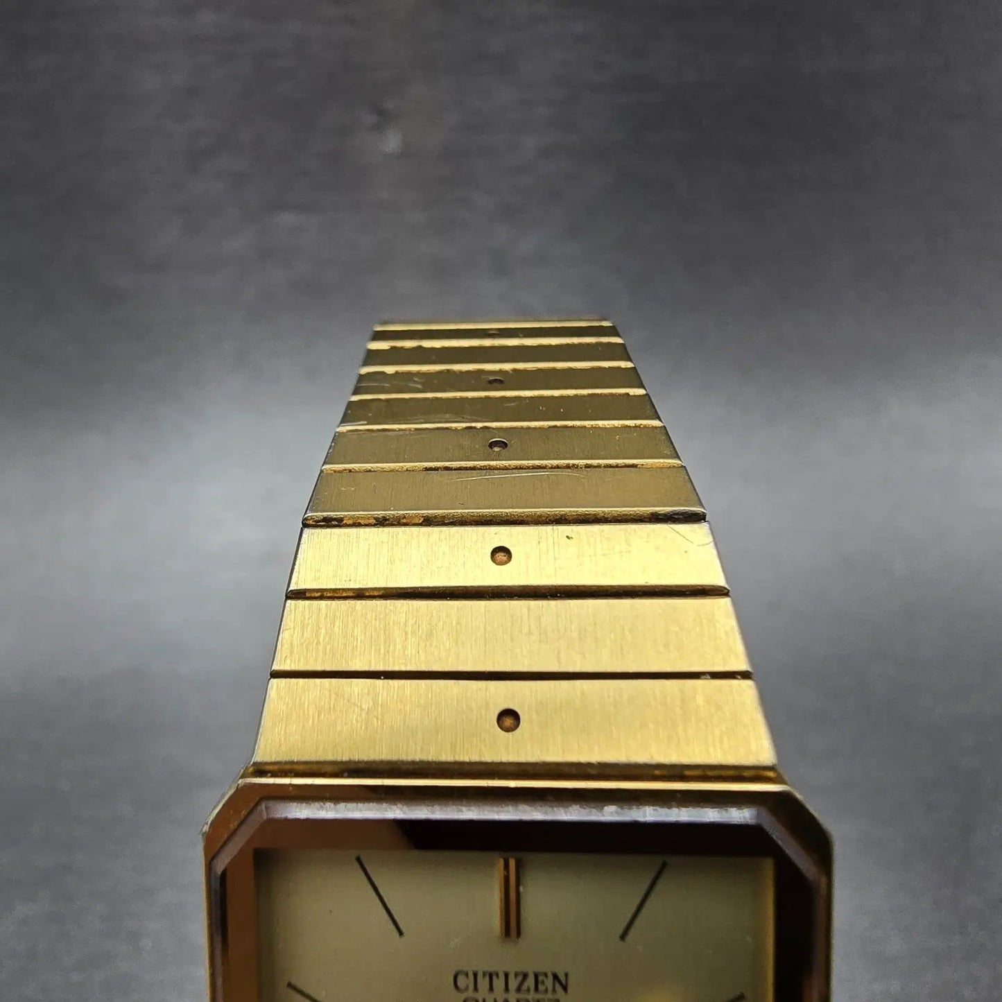 Citizen CQ Tank Watch Men 24mm Champagne Dial Gold Tone 3220-320948 New Battery4