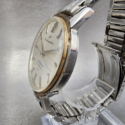 Seiko Seikomatic Watch Men 36mm Silver Dial Silver Tone J13044 Runs READ!!!