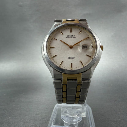 Citizen Exceed Watch Men 34mm White Dial Two Tone Date 2710-274849 New Battery5