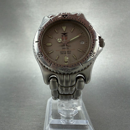 Elgin Dive Watch Men 36mm Silver Dial Silver Tone Date READ!! FK-376 New Battery5