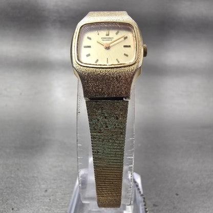 Seiko Watch Women 18mm Champagne Dial Gold Tone Rectangle 2320-5269 New Battery5
