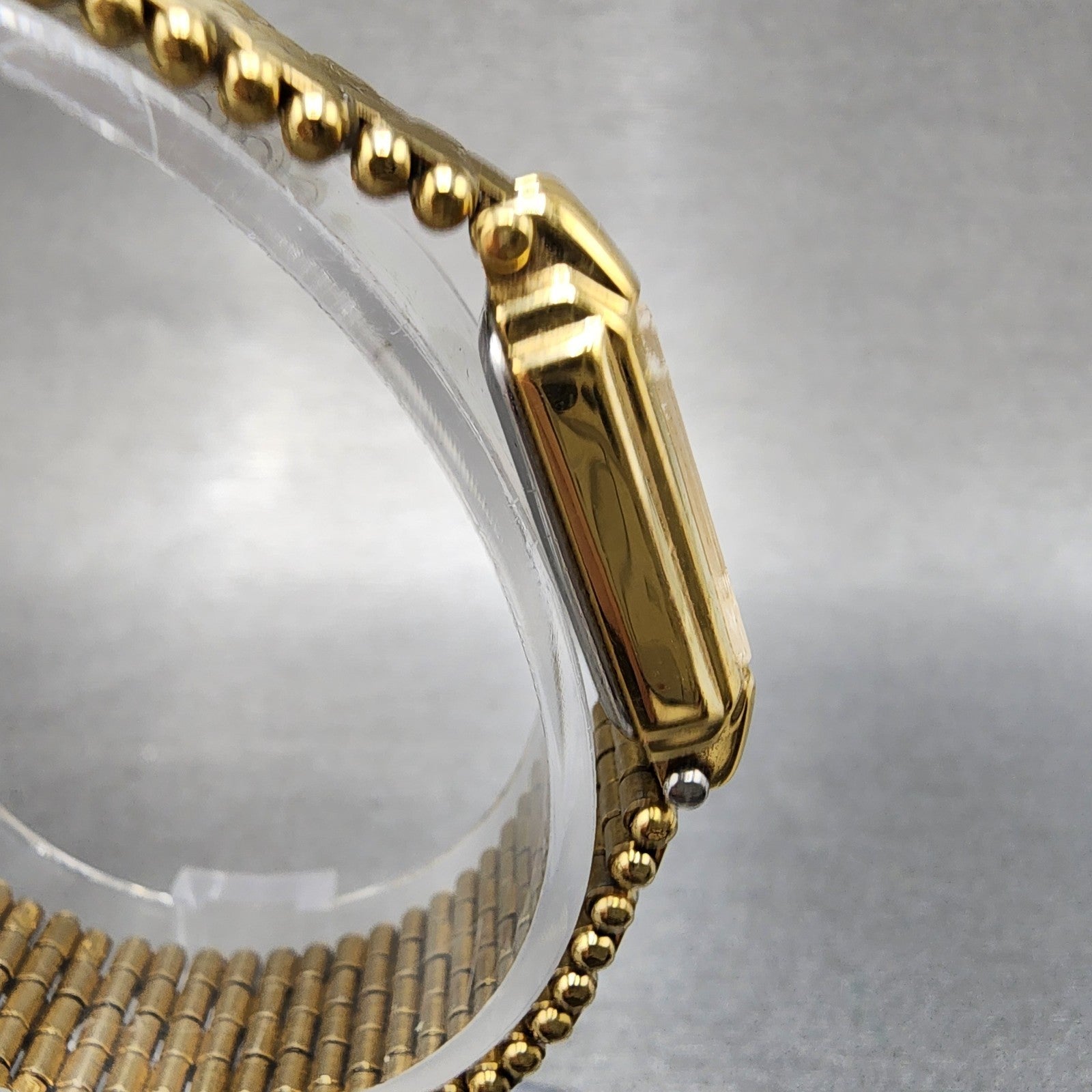 Bulova Tank Watch Women 17mm White Dial Gold Tone Rectangle 97L81 New Battery3