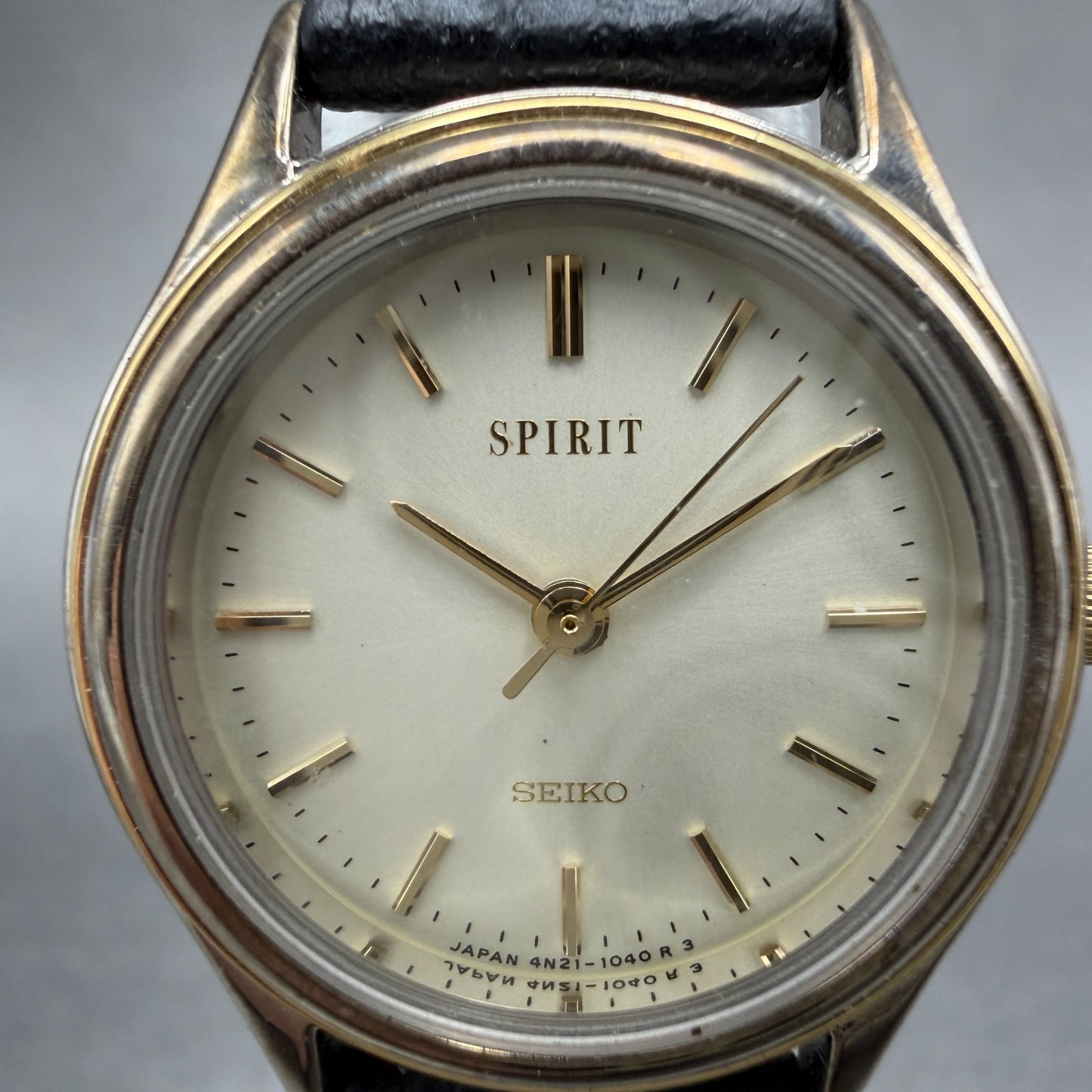 Seiko Spirit Watch Women 24mm Champagne Dial Gold Tone 4n21-0540 New Battery VTG1
