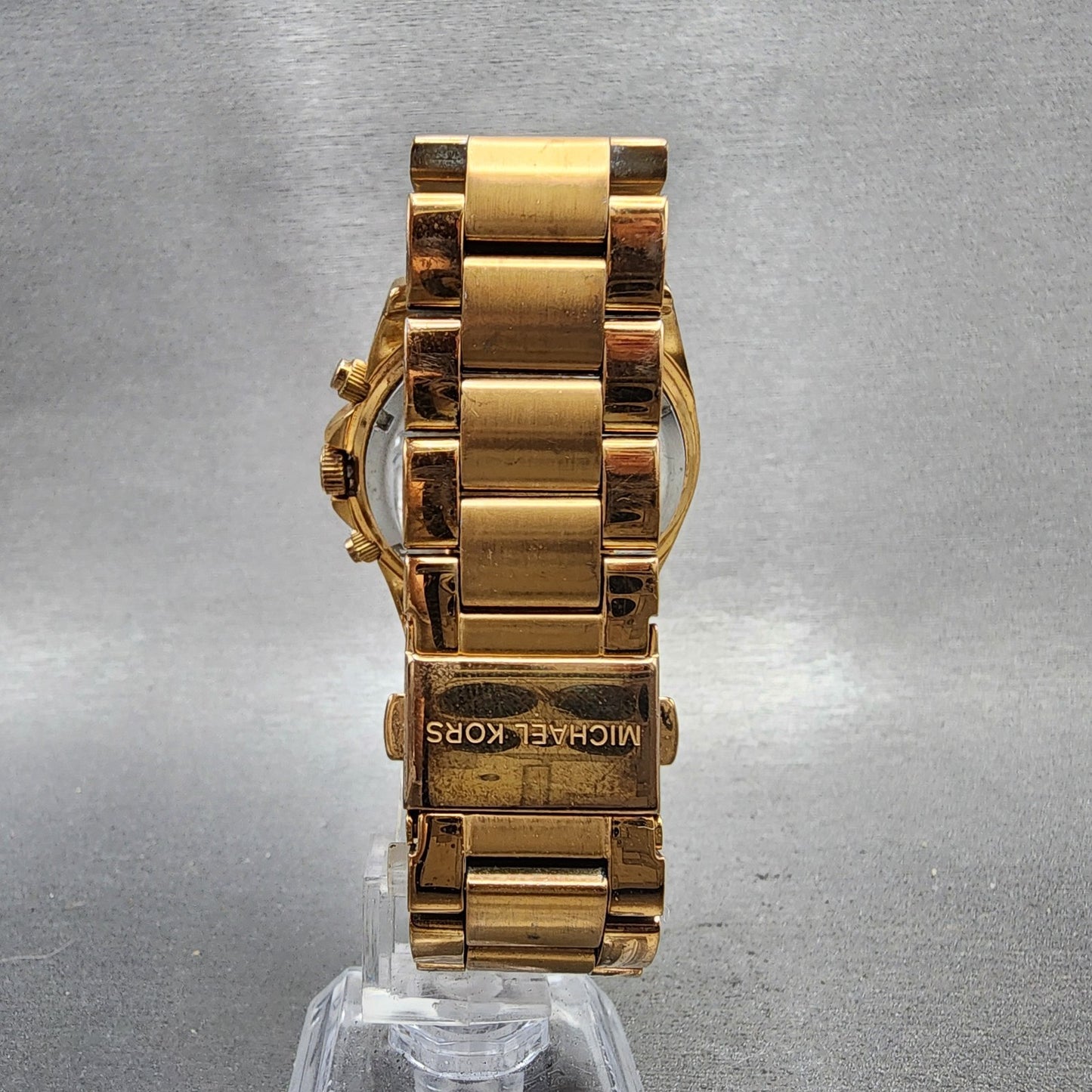 Michael Kors Blair Chronograph Watch Women 40mm Rose Dial Gold Tone Date New Bat7