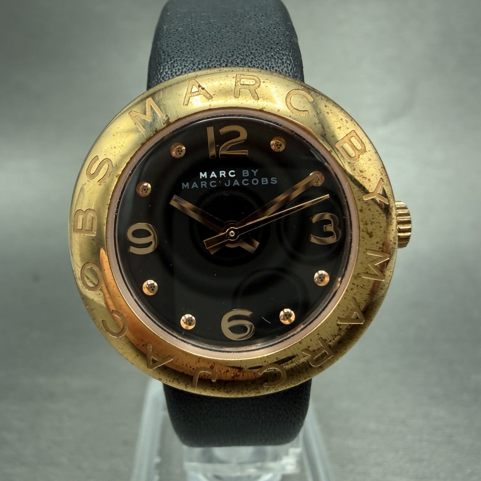 Marc Jacobs Mini Amy Watch Women 26mm Black Dial Rose Gold Tone MBM1227 New Batt0