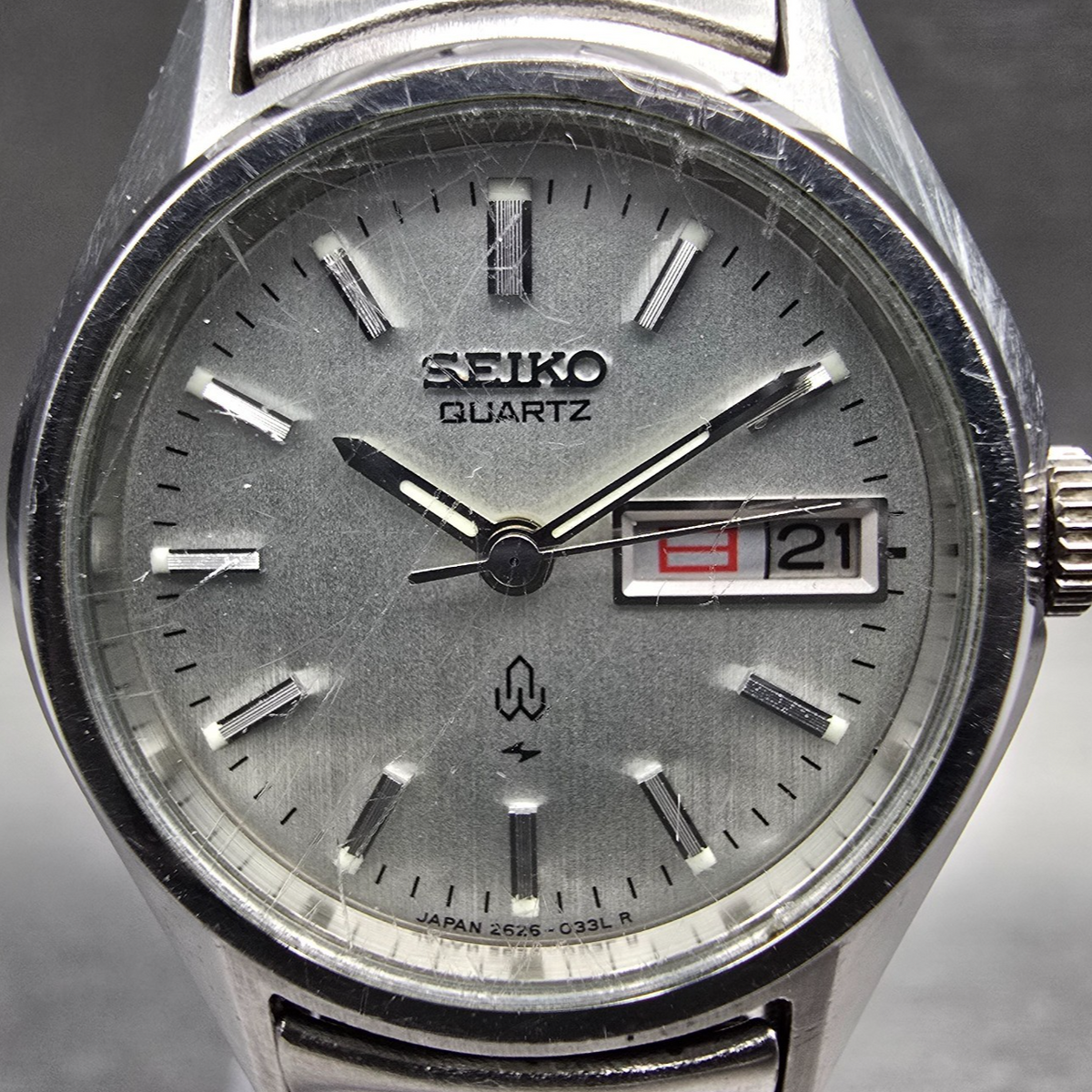 Seiko Watch Women 24mm Silver Dial Silver Tone Daydate Round 2626-0100 New Batt1
