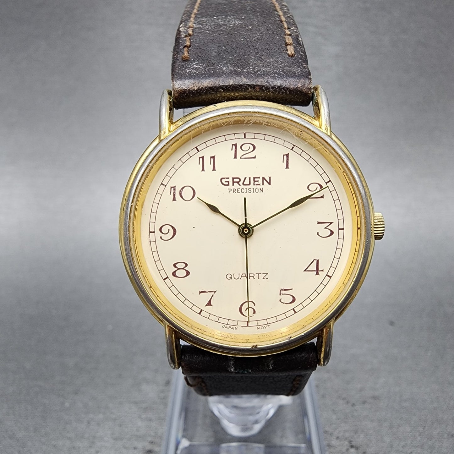 Gruen Precision Watch Women 31mm Cream Dial Gold Tone Round  New Battery0