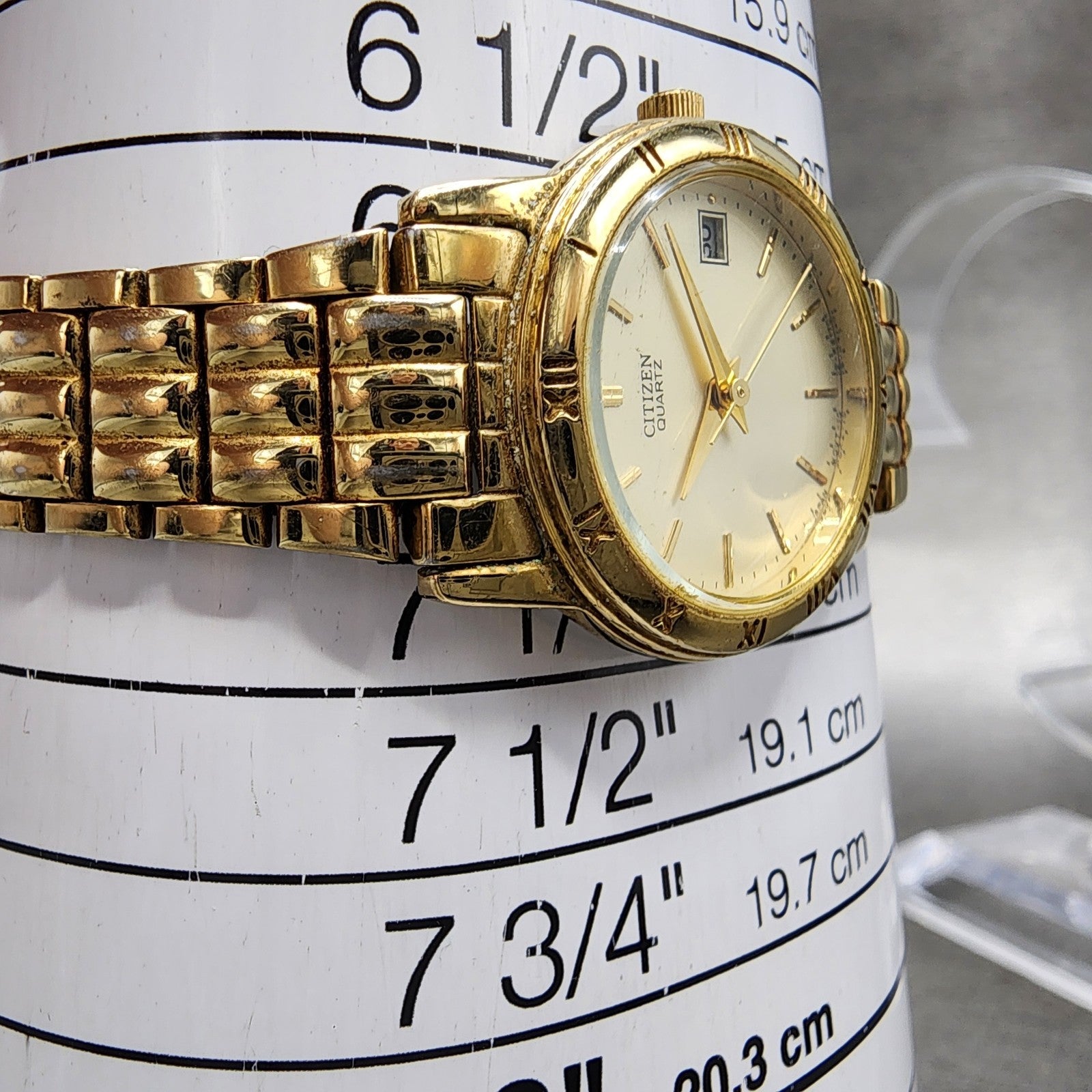 Citizen Watch Women 24mm Cream Dial Gold Tone Date Round 1012K13131 New Battery11