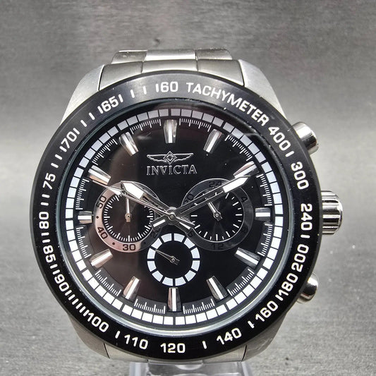 Invicta Speedway Chronograph Watch Men 48mm Black Dial Silver Tone 21796 New Bat0
