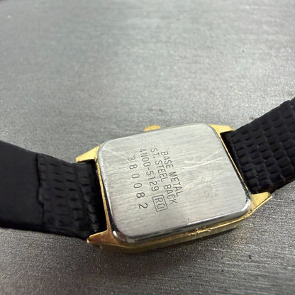 Seiko Tank Watch Women 17mm Champagne Dial Gold Tone 4N00-5129 New Battery HJ89