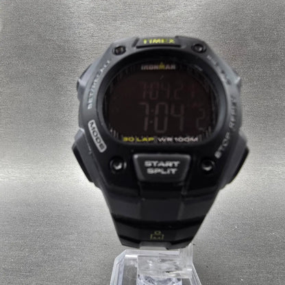 Timex Ironman Classic 30 Watch Men 41mm Black Alarm Chrono Round New battery B5