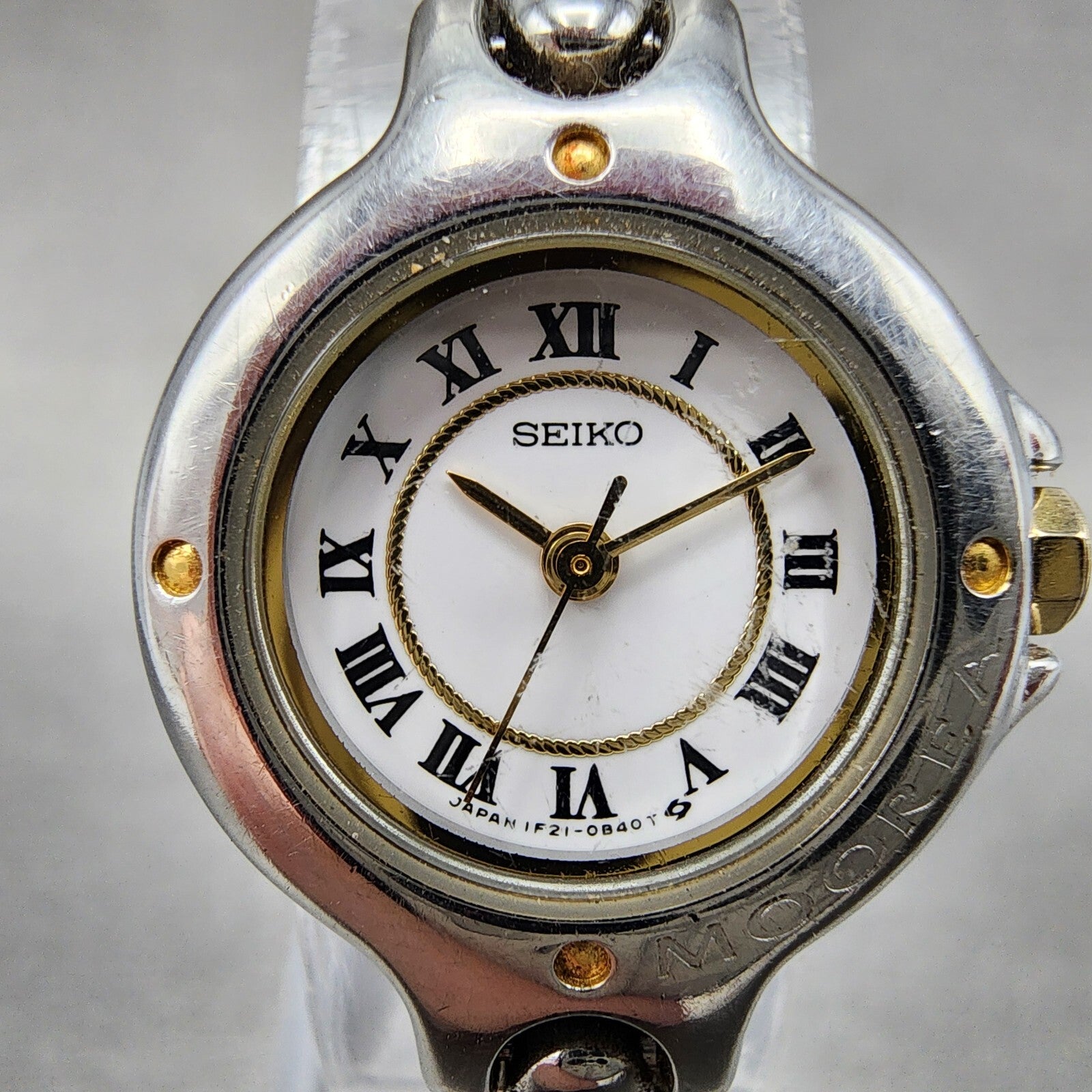 Seiko Watch Women 20mm White Dial Two Tone Round 1f210a50 New Battery1