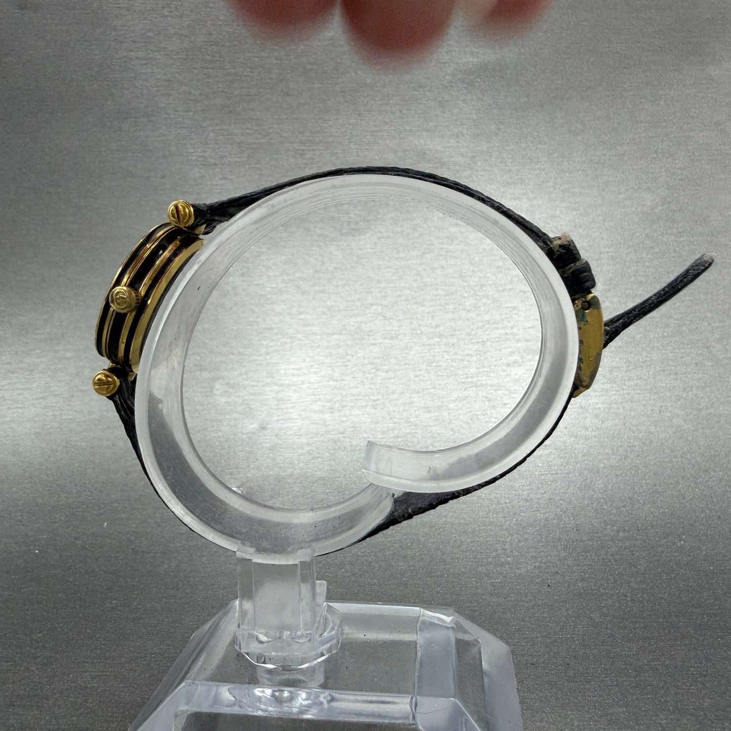 Gucci 2000L Watch Women 22mm Black Dial Gold Plated Round New Battery VTG PRWQ6