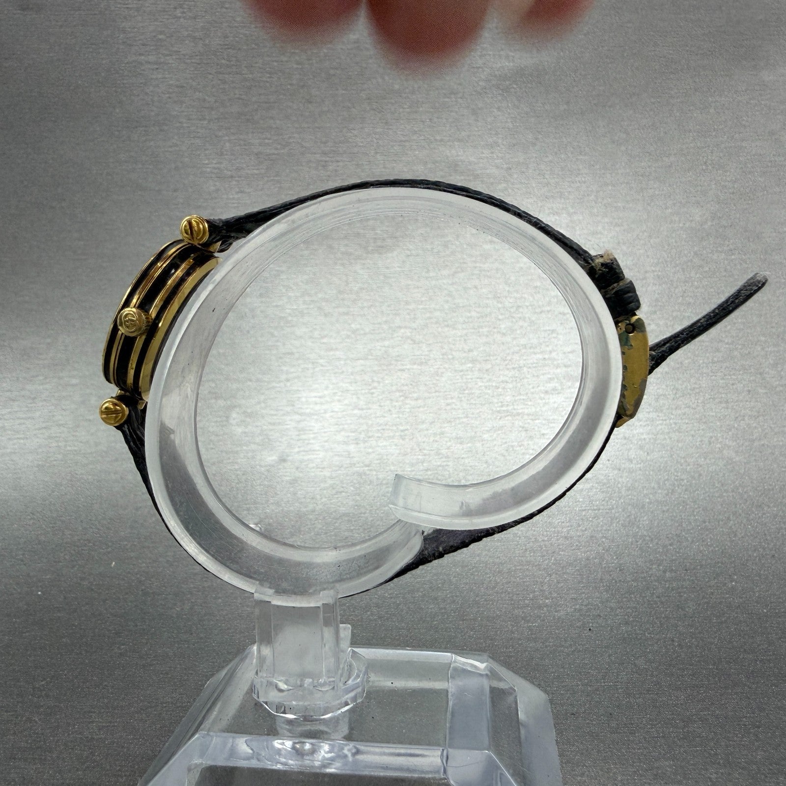 Gucci 2000L Watch Women 22mm Black Dial Gold Plated Round New Battery VTG PRWQ6