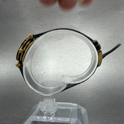 Gucci 2000L Watch Women 22mm Black Dial Gold Plated Round New Battery VTG PRWQ6