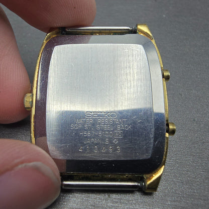 Seiko Analog Digital Watch Men 31mm Champagne Dial Gold Tone H557-5100 PARTS7