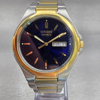 Citizen Watch Men 37mm Blue Dial Two Tone Daydate 2500-S071887 New Battery0
