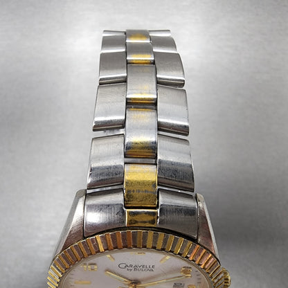 Caravelle Bulova Watch Men 36mm Silver Dial Two Tone Date Round 45B26 New Batt