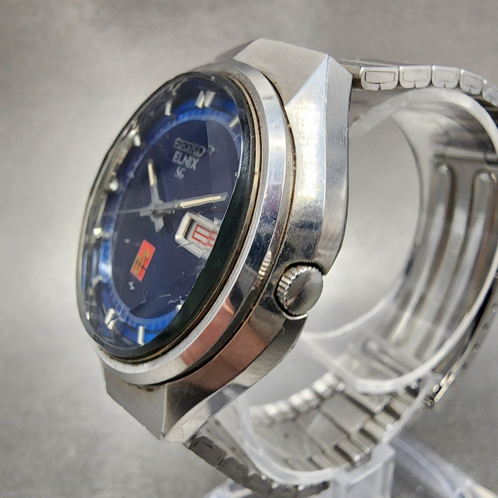 Seiko Elinx SG Watch Men 37mm Blue Dial Silver Tone Daydate 07236000 New Batt2