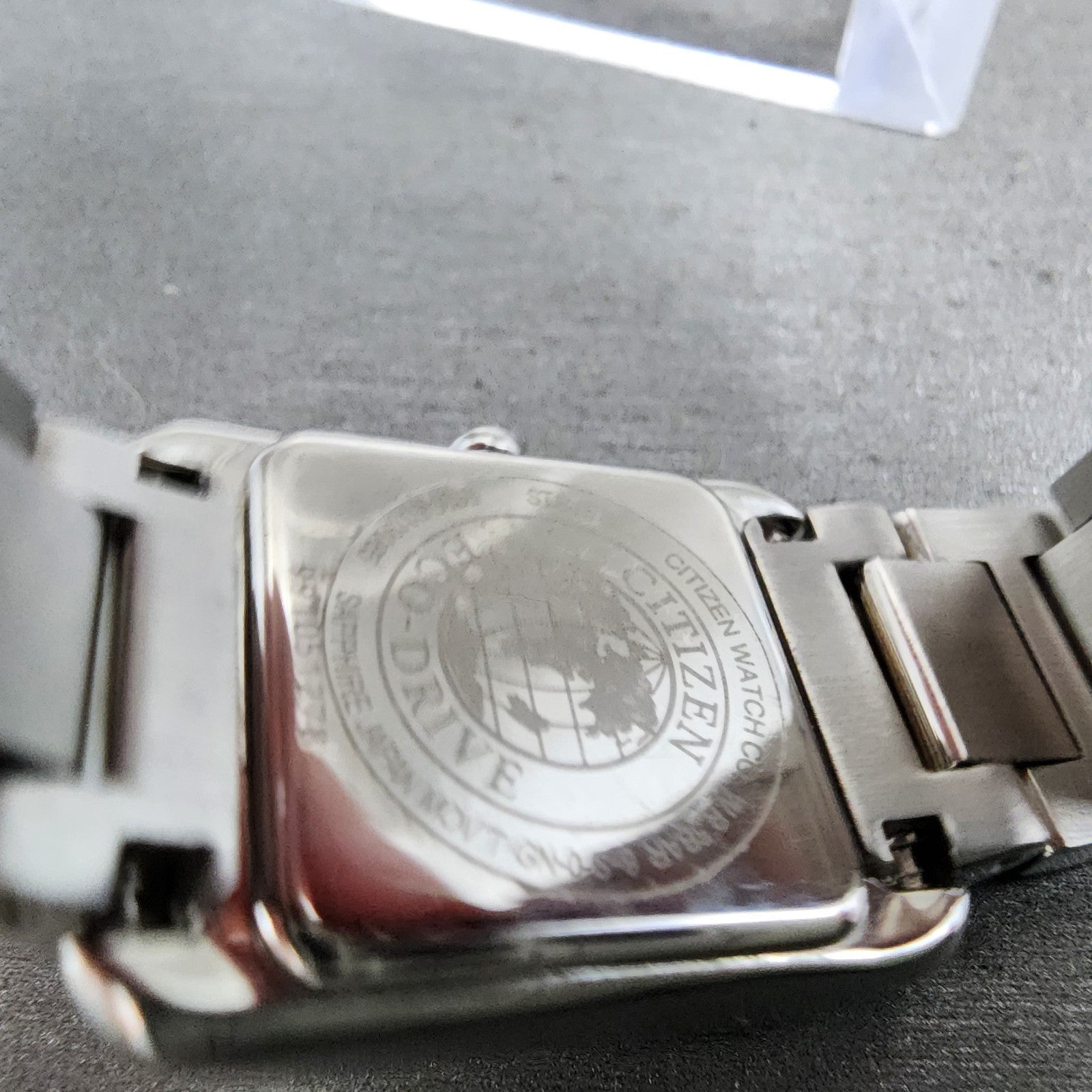 Citizen EcoDrive Tank Watch Women 22mm MOP Dial Silver Tone Rectangle Runs9
