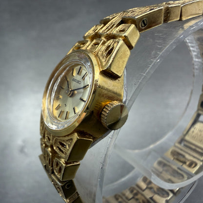 Seiko Watch Women 16mm Silver Dial Gold Tone Manual Round 11-0549 Runs Vintage2