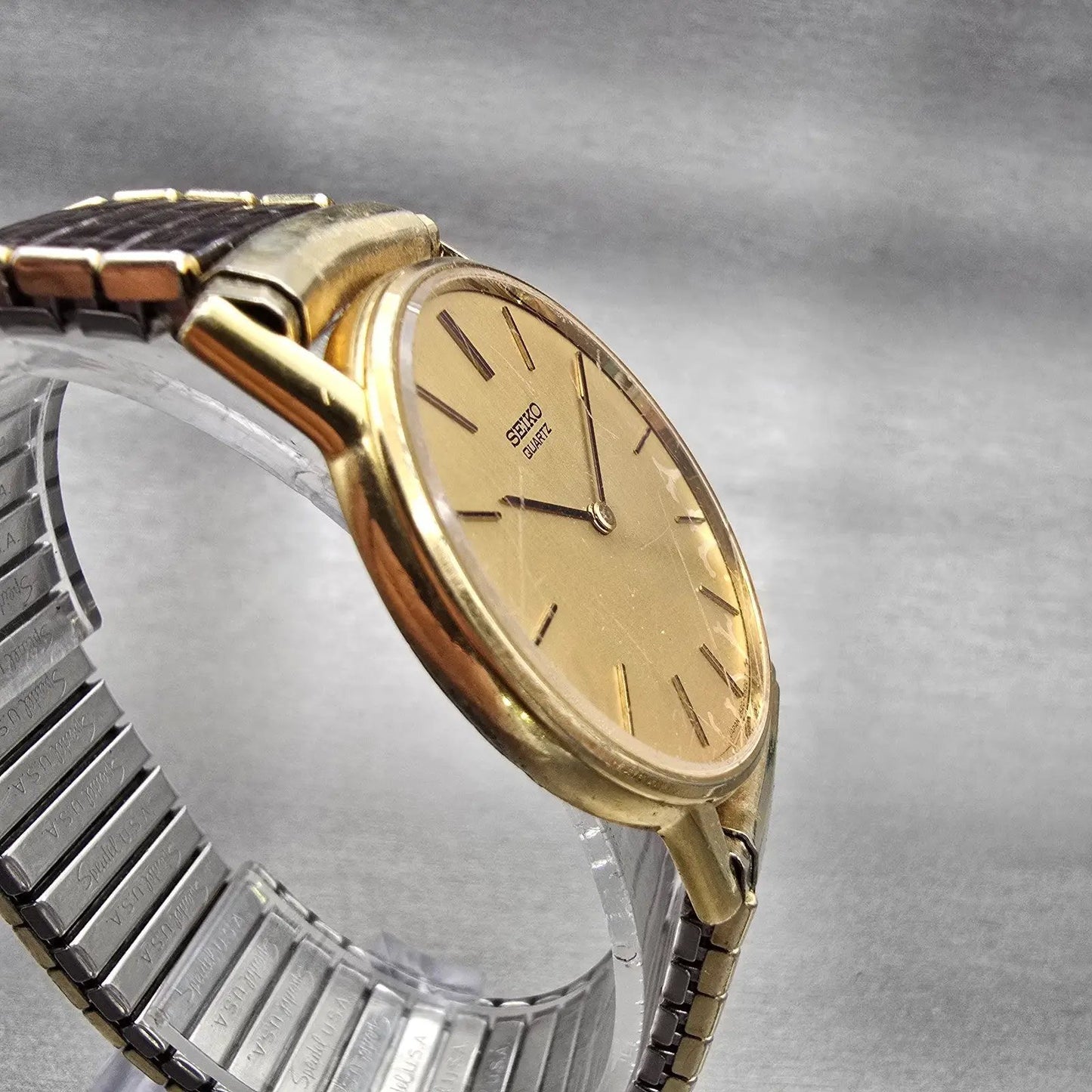 Seiko Watch Men 33mm Champagne Dial Gold Tone Round 2620-0139 New Battery VTG3