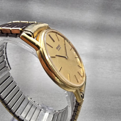 Seiko Watch Men 33mm Champagne Dial Gold Tone Round 2620-0139 New Battery VTG3