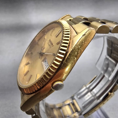Seiko President Watch Men 35mm Gold Dial Gold Tone Daydate 7N43-8111 New Battery2