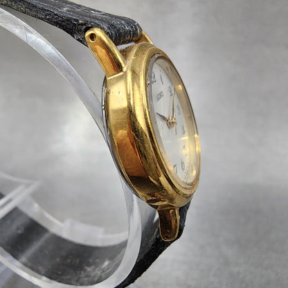 Seiko Watch Women 23mm White Dial Gold Tone Round 1N010DS0 New battery VTG3