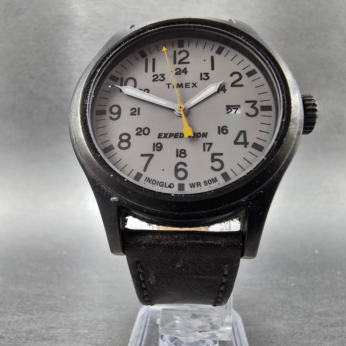 Timex Expedition Scout Watch Men 40mm Gray Dial Black Date Round New Battery5