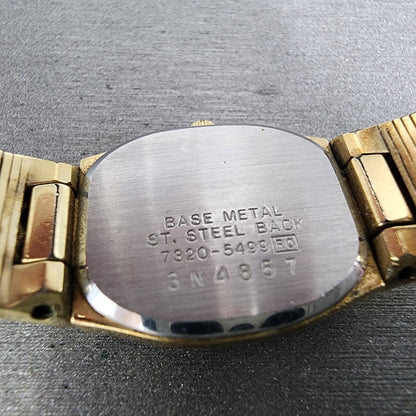 Seiko Watch Women 18mm Gold Dial Gold Tone Rectangle 73205499 New Battery9