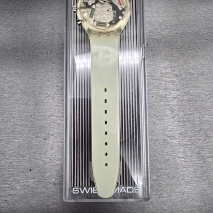 Swatch Chrono Wild Card Watch Men 37mm Blue Dial Clear Case SCK100 New Batt NOS10