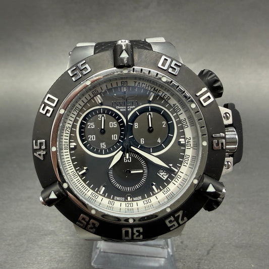 Invicta Reserve Sub Aqua Chrono Watch Men 50mm Black Dial Steel Date 15955 Works0