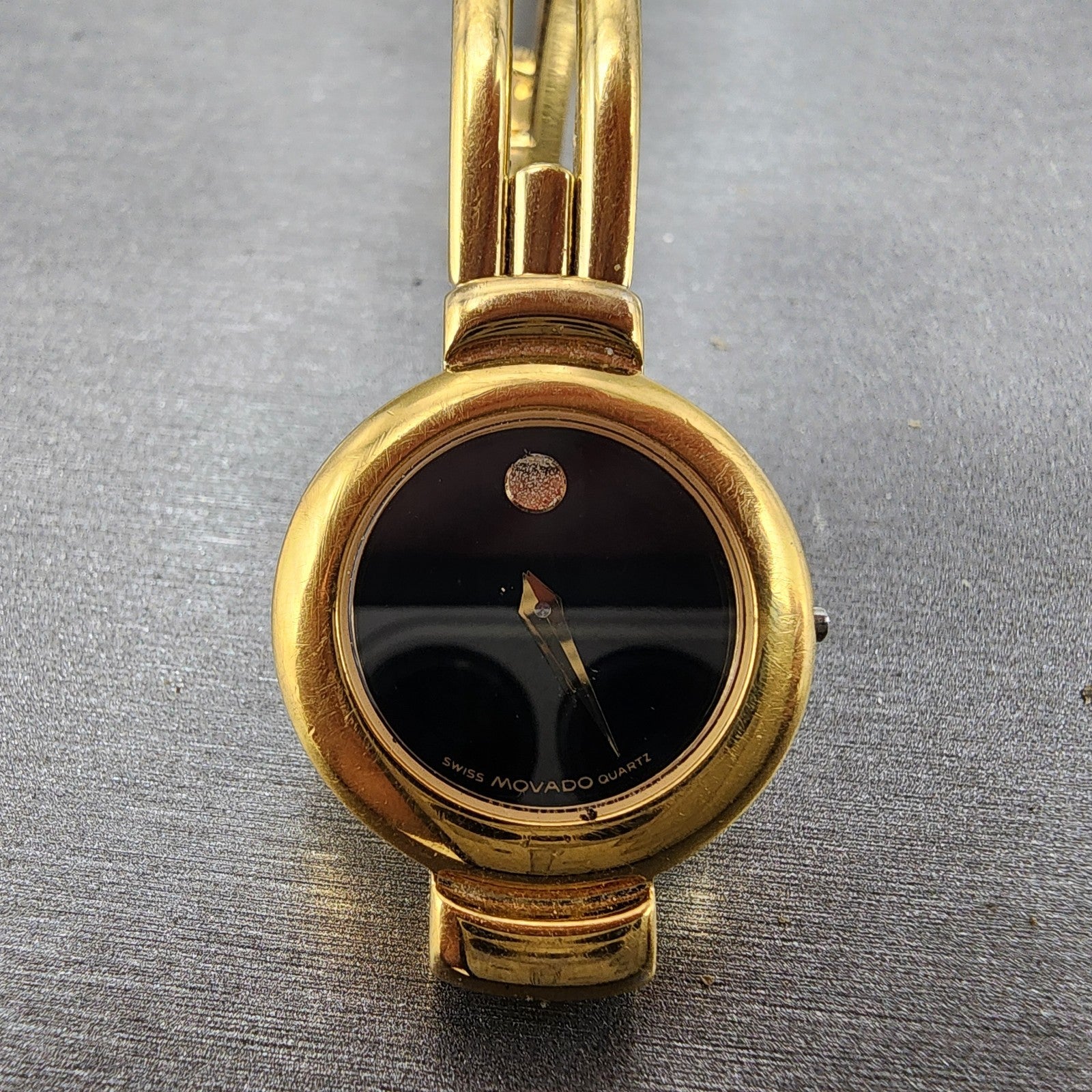 Movado Harmony Watch Women 23mm Black Dial Gold Tone Round 88.a1.809.a PARTS0